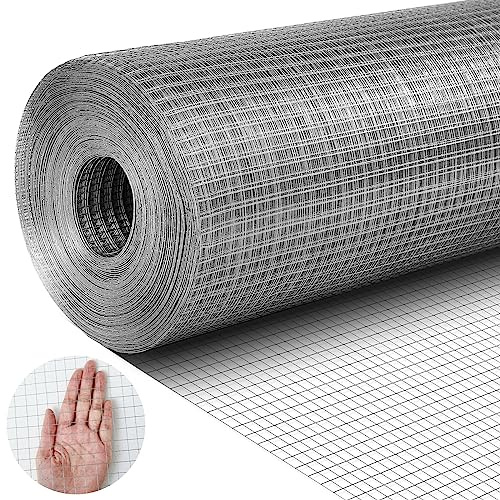 Tatuo Hardware Cloth - Rollo de malla de alambre galvanizado en caliente de calibre 23 después de soldar, rollo de malla de alambre de pollo de 1/2 pulgada, malla de alambre para aves de corral para