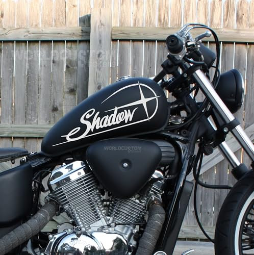 Adesivi Stickers Stella da serbatoio moto custom Tank fuel compatibili con Honda Shadow VT 600 750 1100 (Argento Silver)