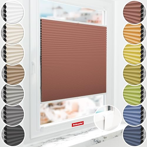Schuette® Wabenplissee ohne Bohren zum Kleben: Poppy Petal (Dunkelrot) ● 45x200cm (Breite x Höhe) ● Suprafix Faltrollo Klebehalterung ● Bequeme Rollo Montage inkl. Video
