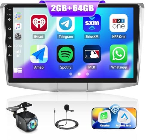 2G+64G Carplay Android 13 autorradio Doble DIN para VW Magotan/CC/Passat B7/B6 2010-2015 con Android Auto, Pantalla de 10.1 Pulgadas autorradio con BT GPS WiFi FM/RDS EQ SWC+cámara de visión Trasera
