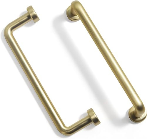 SYZOW 6 Stück Möbelgriffe Gebürstetes Messing 128mm Lochabstand Schubladen Griffe für Küchenschränke Gebürstetes MessingSchrankgriffe Schubladengriffe Türgriffe für Küchenschränke