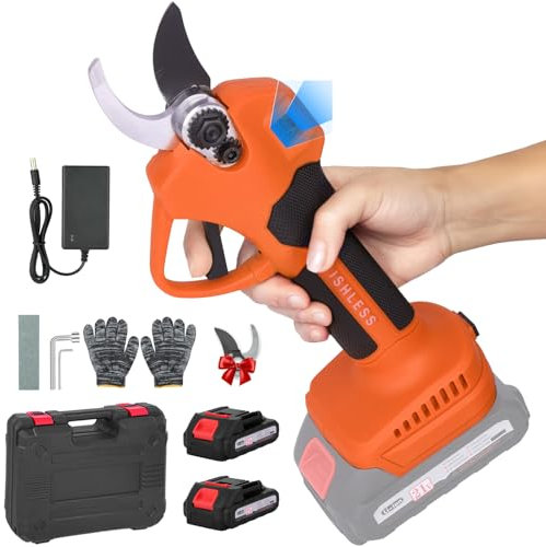 Elektrische Gartenschere 30 mm | Akku 2000 mAh mit LCD-Display | austauschbare Klingen | 2 wiederaufladbare Batterien | Akku-Gartenschere für Obstgärten und Weinberge
