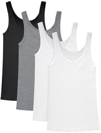 Hanes Women's Originals Ribbed Tank Pack, Soft Cotton Rib Tank Tops for Women, 4-Pack