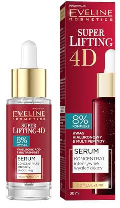 Eveline Cosmetics Super Lifting 4D Fortgeschrittenes Anti-Aging Serum mit Hyaluronsäure & Peptiden - Schnell absorbierende vegane Formel für feste, strahlende Haut