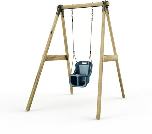 Rebo Glide Wooden Single Swing Set with Swing Seat – Dandelion (Navy Blue Baby Swing) | OutdoorToys | Kids Outdoor Wooden Play Equipment for Gardens, Frame & Accessories Included