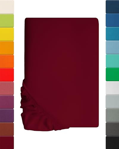 Lavea Jersey Spannbettlaken 200x220cm - 40cm Steg für Boxspringbetten - Bordeaux, Weich & Atmungsaktiv - Premium Qualität, Pflegeleicht, Perfekte Passform - Ideal für Boxspringbetten