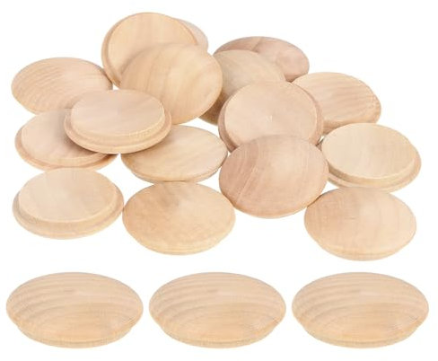 QUARKZMAN 20Pcs Bouchons à Bouton en Bois, 30mm/1,18 Bouchon de Trou de Vis en Bois Dur, Capuchons en Bois de Dôme, Bouchon en Bois pour Meubles, Travail du Bois, Artisanat (35mm x 30mm)