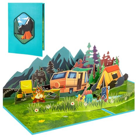 Bieiyhe GrußKarte Wandern Geschenkkarte 3d,Pop Up Karte,Postkarte Berge,Hotelgutschein zum Geburtstag,Geschenkgutschein Camping,Geschenkegeburtstagskarte Mit Bergen,Reisegutschein zum Geburtstag