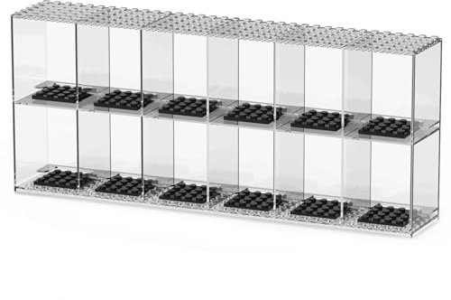 Minifiguren Vitrine, Banaone Stapelbare Acryl-Baustein-Display-Box, Staubdichter Baustein Display Aufbewahrungskoffer für Figurenspielzeug Sammlung, Schwarz (2 Layer)