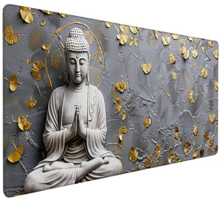 BEIJUYHU Gaming Mouse Mat Large Mouse Pad 1200 x 600 x 3 mm Washable Laptop Desk Pad, Japanese Keyboard Pad, Non-Slip Rubber Base Desk Mat for Macbook, PC, Laptop, Office White Zen 4-6