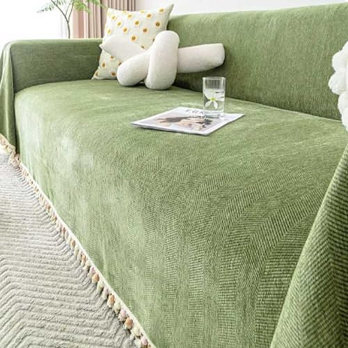 Extra große grüne Sofa-Überwurf, 180 x 400 cm, ideal für 4-Sitzer-Sofas und Sofas