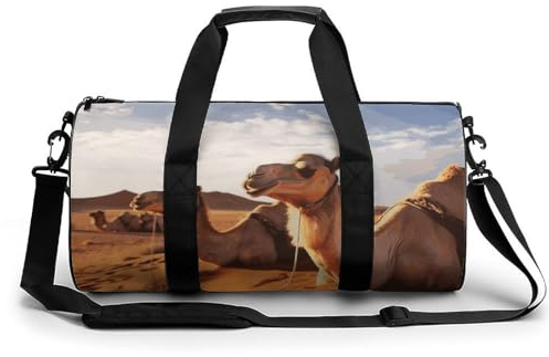 Sporttasche für Herren und Damen, niedlicher Snowboard, Schneemann, Seesack mit Fach, Turnbeutel, Camels Rest Desert, 45 cm/22,9 cm/22,9 cm/22,9 cm, Camels Rest Desert, 17.7in/9in/9in