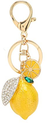 CYSFETENA Süßer Zitrone Schlüsselanhänger aus Metall mit Funkelnden Strasssteinen, Taschenanhänger für Geldbörse Tasche Auto, Lemon Bag Charms für Freunde Familie