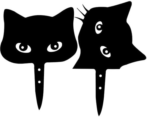 Cat Yard Stakes, Black Kitten Garden Stakes - Decoración de estatuas de gato, decoración de paisajes impereados de gatito hueco de estatuilla al aire libre para estanque, patio, césped, piscina