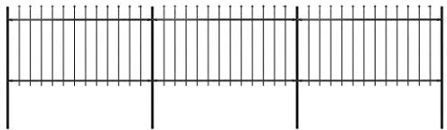 IKAYAA Gartenzaun, Steckzaun Metall, Teichzaun Steckzaun, Garden Fence, Gartenzaun Metall, Staketenzaun, mit Speerspitzen Stahl 5,1 x 1 m Schwarz