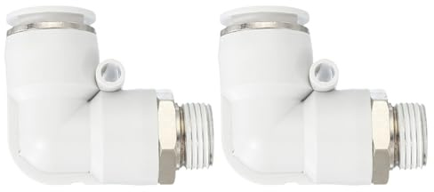 PATIKIL Raccord À Encliquetage, 2 Pièces Raccord Pneumatique À Coude Rapide 3/8PT Filetage Mâle x 14mm Tube 90 Degrés Raccord De Tuyau Pneumatique Adaptateur Rapide, Blanc