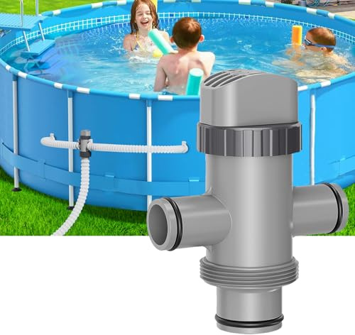 Pool Absperrhahn 38mm & 32mm, 3 Wege Ventil Pool Zubehör, Schlauchverbinder 32mm, Anschlüsse Ersatzteil Kolbenventile, Doppeltes Geteiltes Ventil für Filteranlage und Aufstellschwimmbecken (1 Stück)