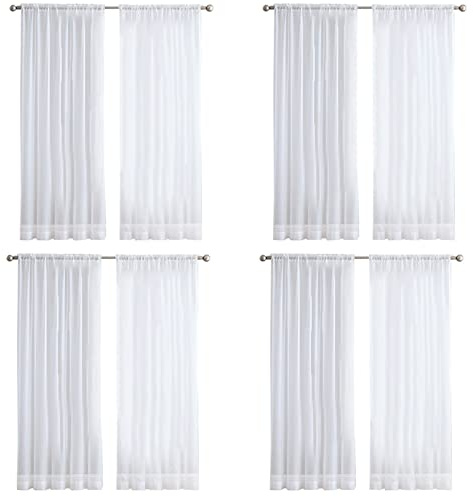 Blmirror 8Pcs Super Soft Great Hand Feeling White Tulle Curtains for Living Room Decoration Modern Veil Chiffon Solid Sheer Voile