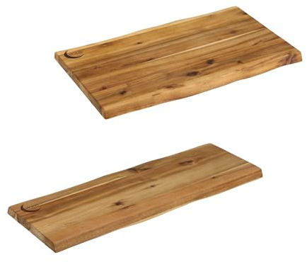 MOON HOME Schneidebrett Mars 2er-Set, hochwertiges Servierbrett aus Akazie/Holz, rustikales Holzbrett ideal zum stilvollen Servieren, natürlich antibakteriell & hygienisch, 45x27x2 cm & 53x29x2 cm