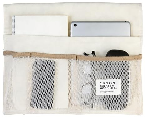 Olinner Bett Organizer zum Einhängen Multi-Pocket mit Großer Kapazität Betttasche zum Einhängen Nachttisch für Hochbett für Zuhause, Büro, Schule, Wohnheim, Krankenhaus (Beige)