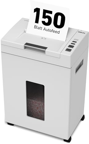 Autofeed Aktenvernichter IDEAL Shredcat 8291, 150 Blatt, DSGVO-konform P-4 | Partikelschnitt 4x10mm, 150 Blatt automatisch, 8 Blatt manuell, leiser Betrieb, spart Zeit im Büro, Verwaltung, Schulen