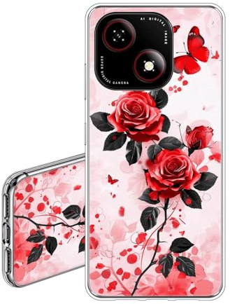 JEZSTHAI Handyhülle Kompatibel mit ZTE Blade A35e Hülle Silikon Transparent Weiche Fallschutz Stoßfeste Kratzfeste Durchsichtige Schutzhülle mit Rose Aesthetic Muster