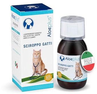 ALOEPLUS Gatos Jarabe 100ml - Complemento Alimenticio Energético y Desintoxicante con Aloe Arborescens Bio, Refuerza Las Defensas Naturales, Ideal como Reconstituyente para Gatos Mayores y Cachorros