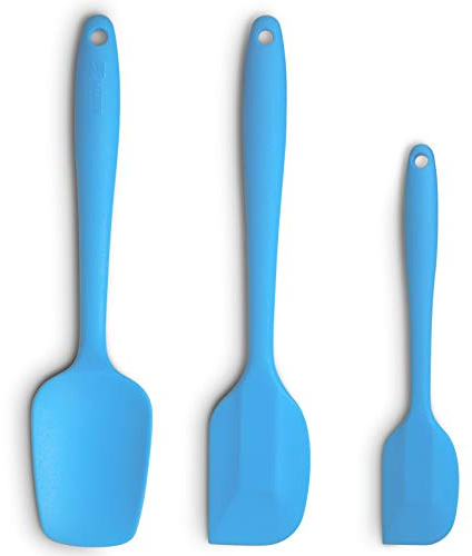 Silicone Spatula 3-Piece Set, Ergonomic Handle High Heat-Resistant Spatulas, Non-Stick Rubber Spatulas with Stainless Steel Core, Blue