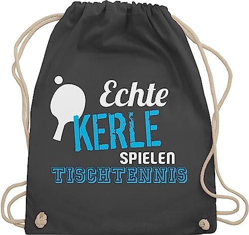 Turnbeutel Rucksack - Echte Kerle spielen Tischtennis - Unisize - Dunkelgrau - geschenke für tischtennisspieler kinderturnbeutel sport beutel 25. geburtstag stoffrucksack juterucksack