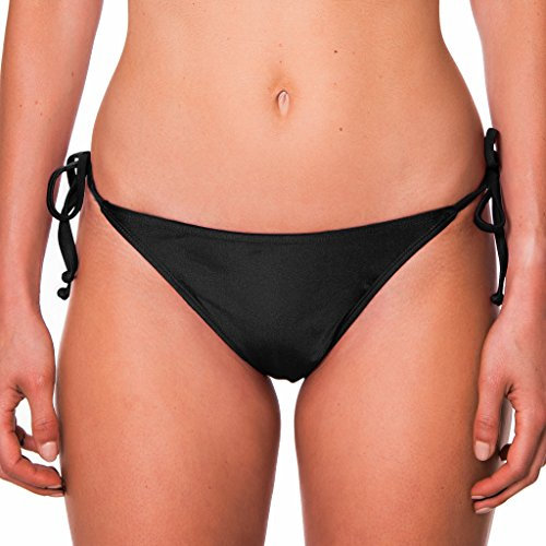 RELLECIGA bañador Braguita Bikini para Mujer Tangas Thong Bottom Negro XS/S