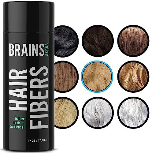 Brains & Son Streuhaar - Premium Haarverdichtung/Schütthaar mit Soforteffekt bei Geheimratsecken, Haarausfall und lichtem Haar - Haarpuder | 25g (MITTELBLOND)
