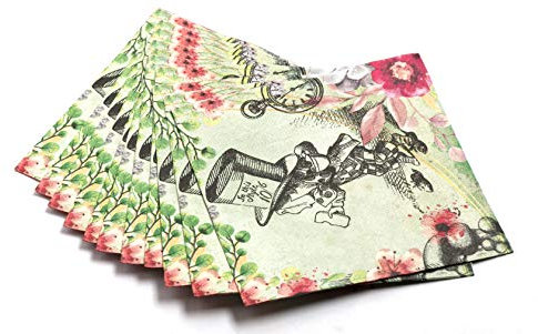 Alice im Wunderland Partyzubehör - Riesige 40 Servietten Pack - Vintage Blumenmuster - Perfekt für Teeparty, Geburtstagsparty und Babypartys