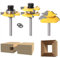 45 Grad Lock Mitre Router Bit, APLUS Holzfräser, Nutfräser + 1/4 Inch 6,35 mm Schaft Zungenschaft und Nutfräse Set 3 Zähne in T-Form Cutter aus Holz für Holzarbeiten