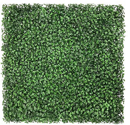 ECOOPTS Sichtschutzzaun, künstlicher Buchsbaum, Formschnitt-Hecke, Pflanzen, UV-Schutz, für Innen- und Außenbereich, Dekoration, 50,8 x 50,8 cm, Dunkelgrün, 6 Stück