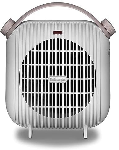 De'Longhi HFS30B24.W Termoventilatore da tavolo, 2 livelli di potenza, ventilazione estiva, protezione antigoccia, maniglia, sistema anti-ribaltamento, luce, protezione antigelo, leggero, Bianco