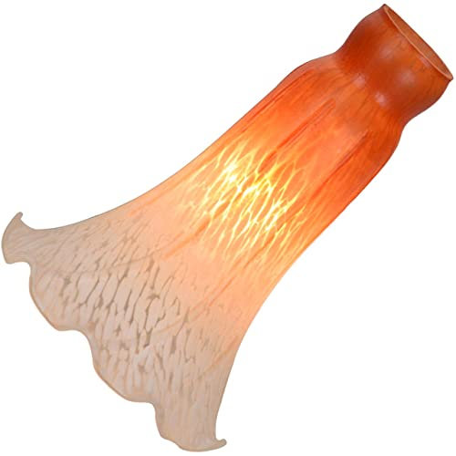 Bieye LS01 Lily Flower Blown Glass Lampshade (Orange White, Opening I.D. 1.26 x O.D. 1.5)