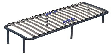 King of Dreams Marion - Sommier Noir Cadre a Lattes Renforcé et Soutien Réglable + Pieds 90x200 x 29 cm en Metal - Montage Rapide et Facile - epaisseur du Metal +/- 1,2 mm 17 Lattes en 9mm