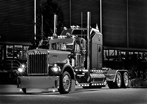 CALVENDO Poster 84,1 x 59,4 cm Querformat Ein Motiv aus dem Kalender Kenworth W900A EXTHD - in schwarzweiß, Poster DIN A1 quer| Bilder, Kunstdruck, Wandbild, Wanddeko, Prints ohne Rahmen