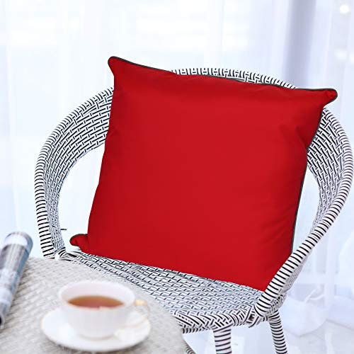 LILENO HOME Kissen 60x60 cm [2er Set] - Wasserabweisende Kissenhülle Rot (ohne Füllkissen) - Kissenbezug wasserfest als Gartenkissen oder Dekokissen - Kissenhülle Indoor und Outdoor