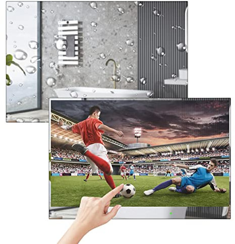 Soulaca - Televisor para baño de 22 Pulgadas con Espejo Inteligente de Lujo, IP66, Resistente al Agua, Android 9.0, Full HD con Wi-Fi y Bluetooth (Modelo 2023)