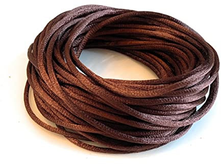 Angel Malone 10 Mtrs. X 2mm Premium Quality Kumihimo Rattail Satin Cord Jewellery Making - UK Seller (CoCo Brown)