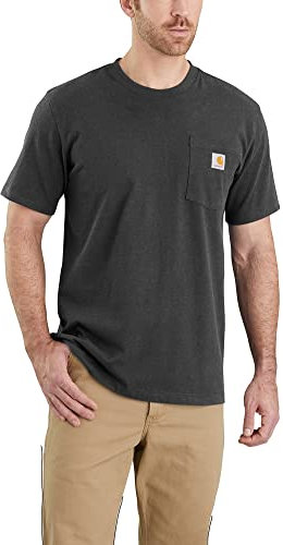 Carhartt Men's Relaxed Fit Heavyweight Short-Sleeve K87 Pocket T-Shirt, Carbon Heather, L