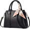 NICOLE & DORIS Damen Handtasche Modern Schultertaschen PU Leder Henkeltasche Elegante Frauen Umhängetasche Satchel Handtasche Shopper Tote Bag mit Seidentuch Schwarz