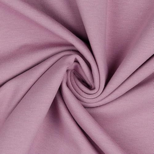 VmG-Store Jersey Stoff UNI Meterware 75 Farben zum Nähen Baumwolljersey Nähstoff Kinderstoff 150 cm breit (044 I Lavendel)