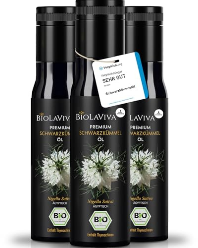 Premium BIO Schwarzkümmelöl – kaltgepresst & ungefiltert – hoher Thymochinongehalt - 100% Nigella sativa aus Ägypten – laborgeprüft & lichtgeschützt im Miron Violettglas (3x100 ml)