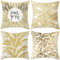 Kissenbezüge 45 x 45, Weiße Kopfkissenbezüge Gold Palme Blatt Sofakissen Bezug Modern Luxus Pillow Covers Set Polyester für Sofa Schlafzimmer