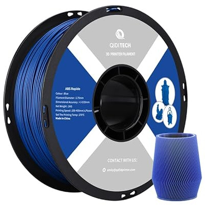 QIDI TECH ABS Rapido Filament 1.75mm, 3D Drucker Filament ABS 1kg Spule (2.2lbs), geeignet für Hochgeschwindigkeitsdruck,Fit die meisten FDM 3D Drucker, hochbeständig,Blau