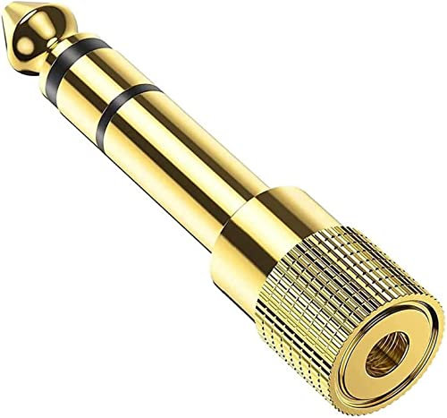 HEADPHONE ADAPTER PREMIUM QUALITY GOLD, STEREO 3.5mm (Small Socket) To 6.35mm (Big 1/4 inch Jack Plug) For DJs, Earphones And Audio Connections