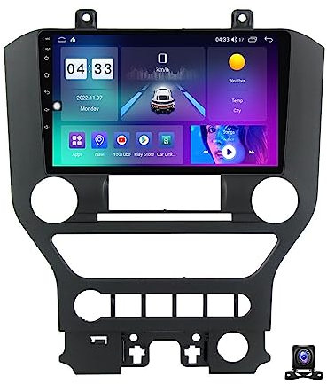 DEHIWI Autoradio Mit GPS-Navigation Für Ford Mustang 2014~2021, 9 Zoll Android-Touchscreen Stereo, Bluetooth-Autoradio Mit AHD Rückfahrkamera, Mirror Link, FM/AM/RDS Radio, Lenkradsteuerung,A,M700S