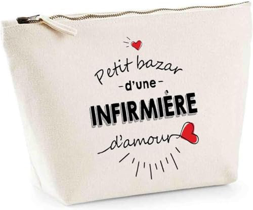 Trousse Infimière Pochette Maquillage Toilette | Accessoire Humoristique collègue infirmière idée Cadeau Original (Trousse Infirmière d'amour)